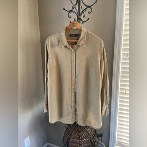 Lauren Ralph Lauren Women's Linen Long Sleeve Buttonup Shirt 2XL Black Label